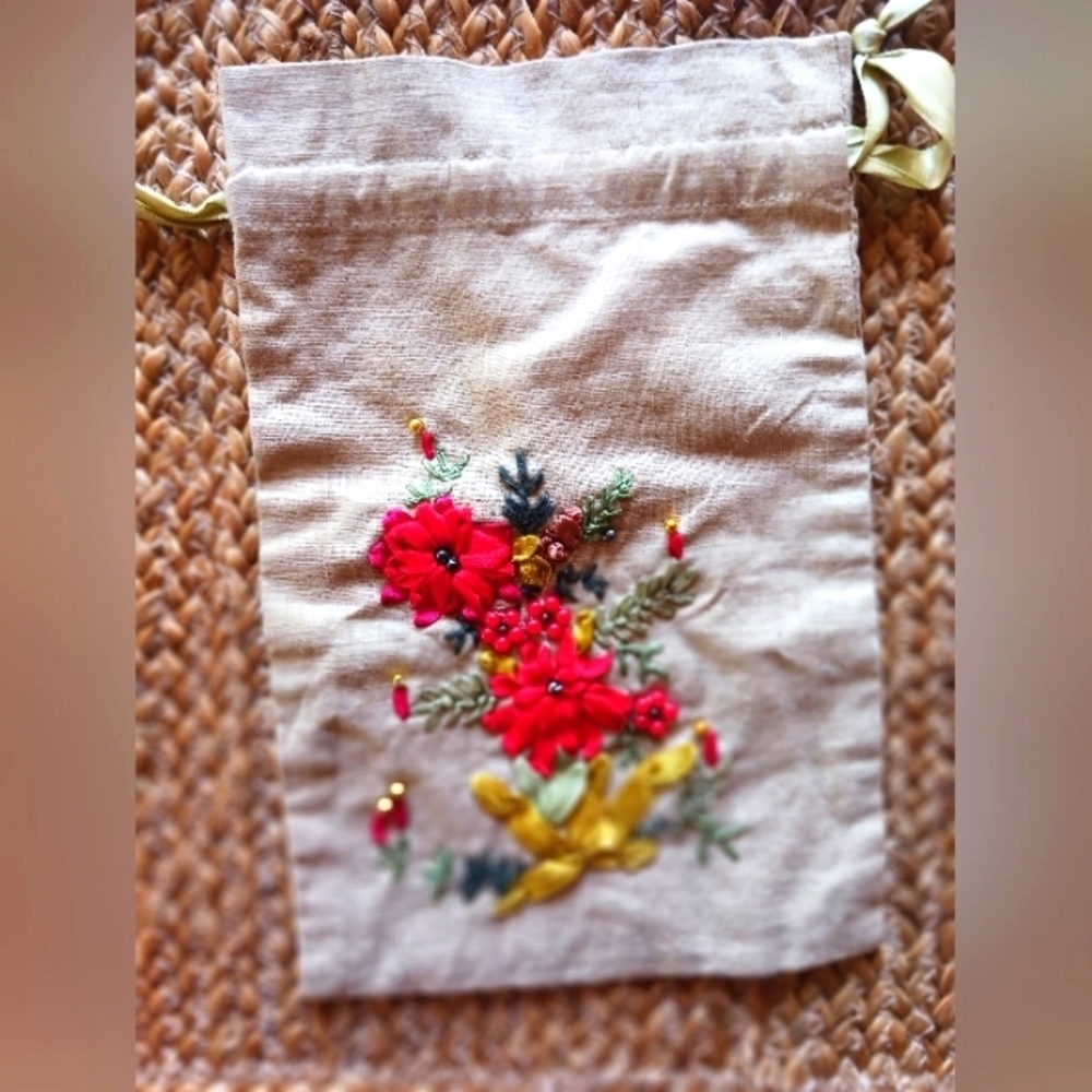 Embroidered Drawstring Bag